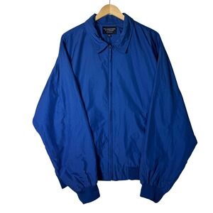Mens Blue Nylon Windbreaker Jacket XL Lightweight Zip Pockets Classic Style‎